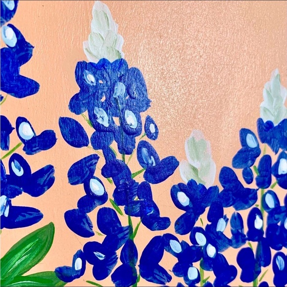 MINI TEXAS ART - Bluebonnets on Peach - Texas Wood Cutout - Wall Decor - Picture 2 of 2